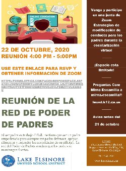 Parent Power Network Meeting, October 22 (session in Spanish).